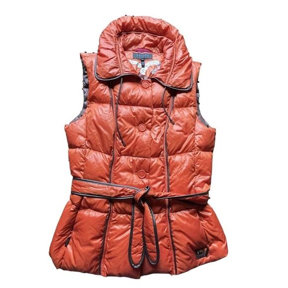 Escada Vest Womens Size Large/40 Orange Sport Goose Down Hooded Puffer EUC - Picture 1 of 10